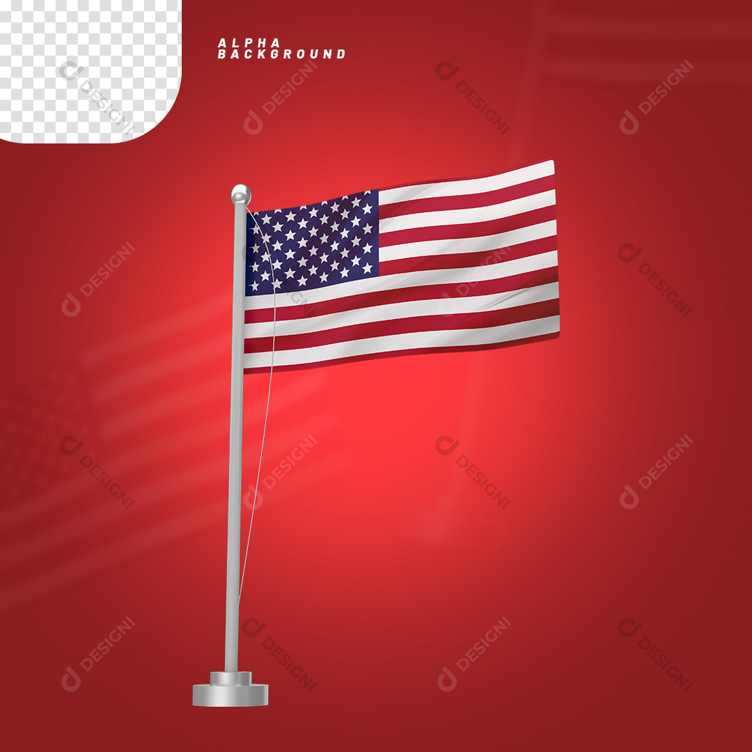 Elemento 3D Bandeira do Estados Unidos da América PNG Transparente Sem Fundo