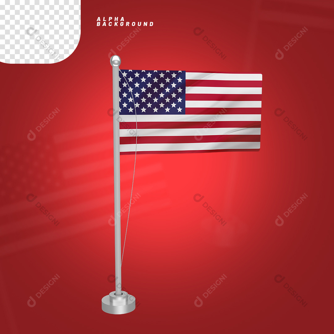 Elemento 3D Bandeira do Estados Unidos da América PNG Transparente Sem Fundo