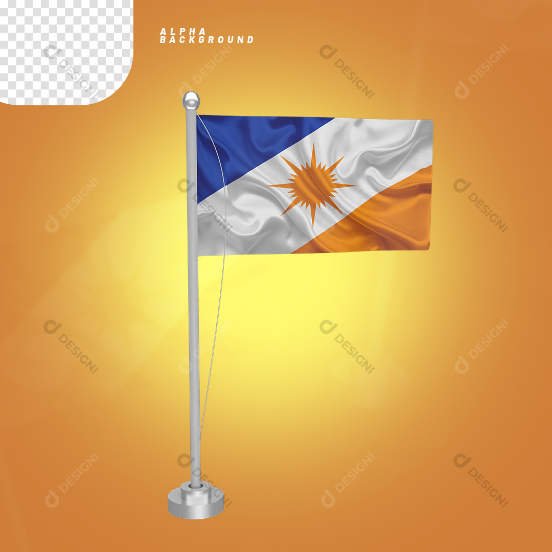 Elemento 3D Bandeira do Estado do Tocantins PNG Transparente Sem Fundo