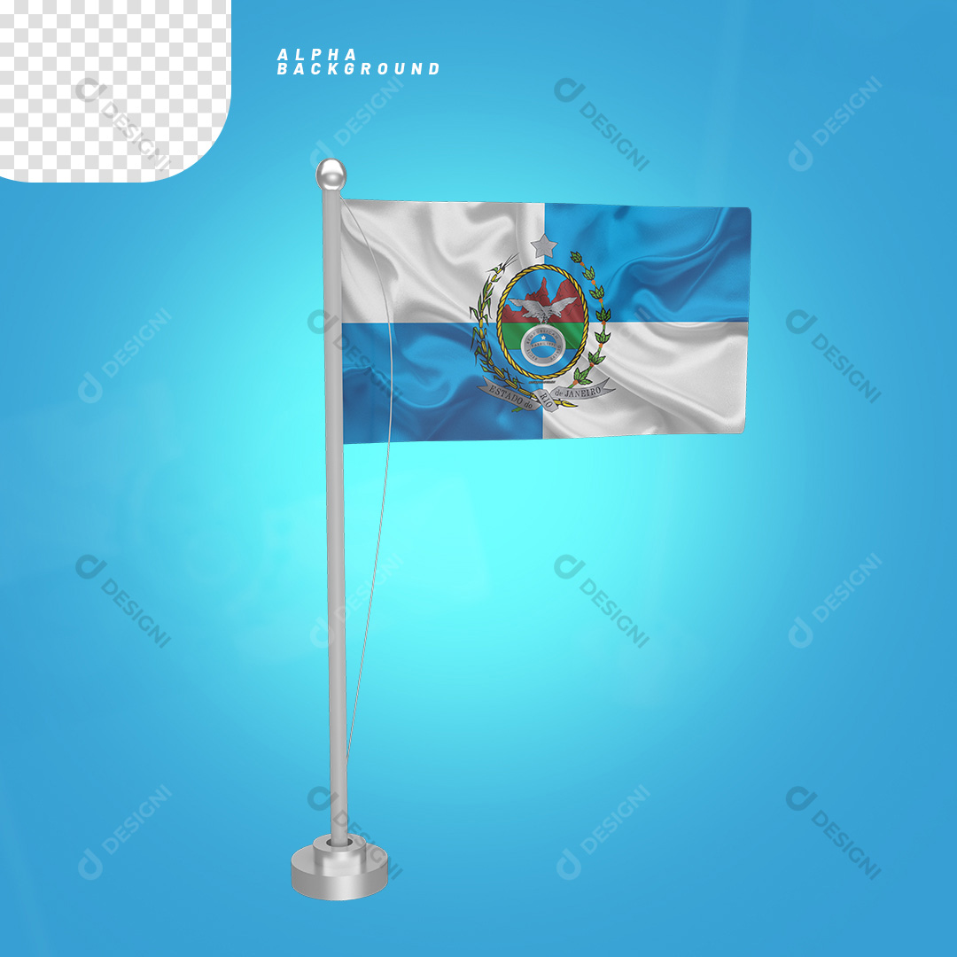 Elemento 3D Bandeira do Estado do Rio de Janeiro PNG Transparente Sem Fundo