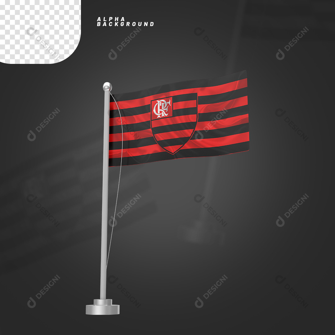 Elemento 3D Bandeira do Flamengo PNG Transparente Sem Fundo