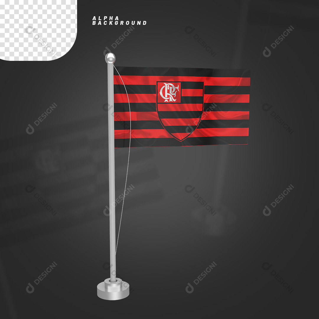 Elemento 3D Bandeira do Flamengo PNG Transparente Sem Fundo