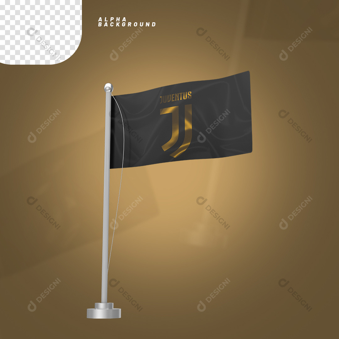 Elemento 3D Bandeira do Juventus PNG Transparente Sem Fundo