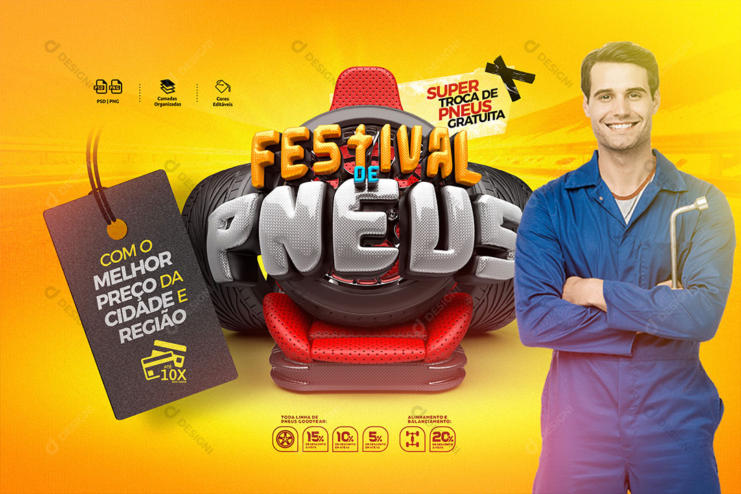 Post Banner Festival de Pneus Social Media PSD Editável