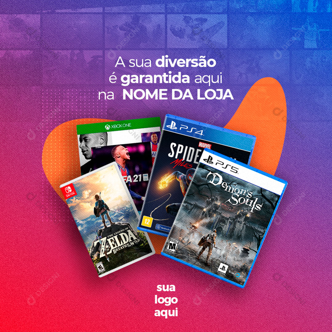 Post Loja Gamer A Sua Diversão é Garantida Aqui Social Media PSD Editável