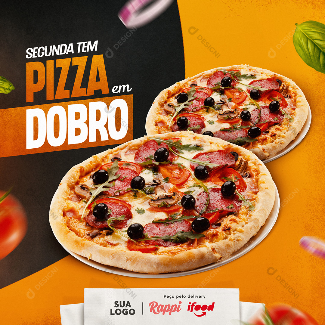 Segunda Tem Pizza em Dobro Social Media PSD Editável