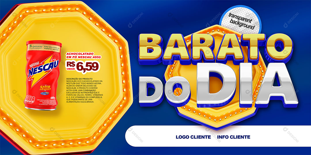 Post Banner Supermercado Barato Todo Dia Produto Social Media PSD Editável