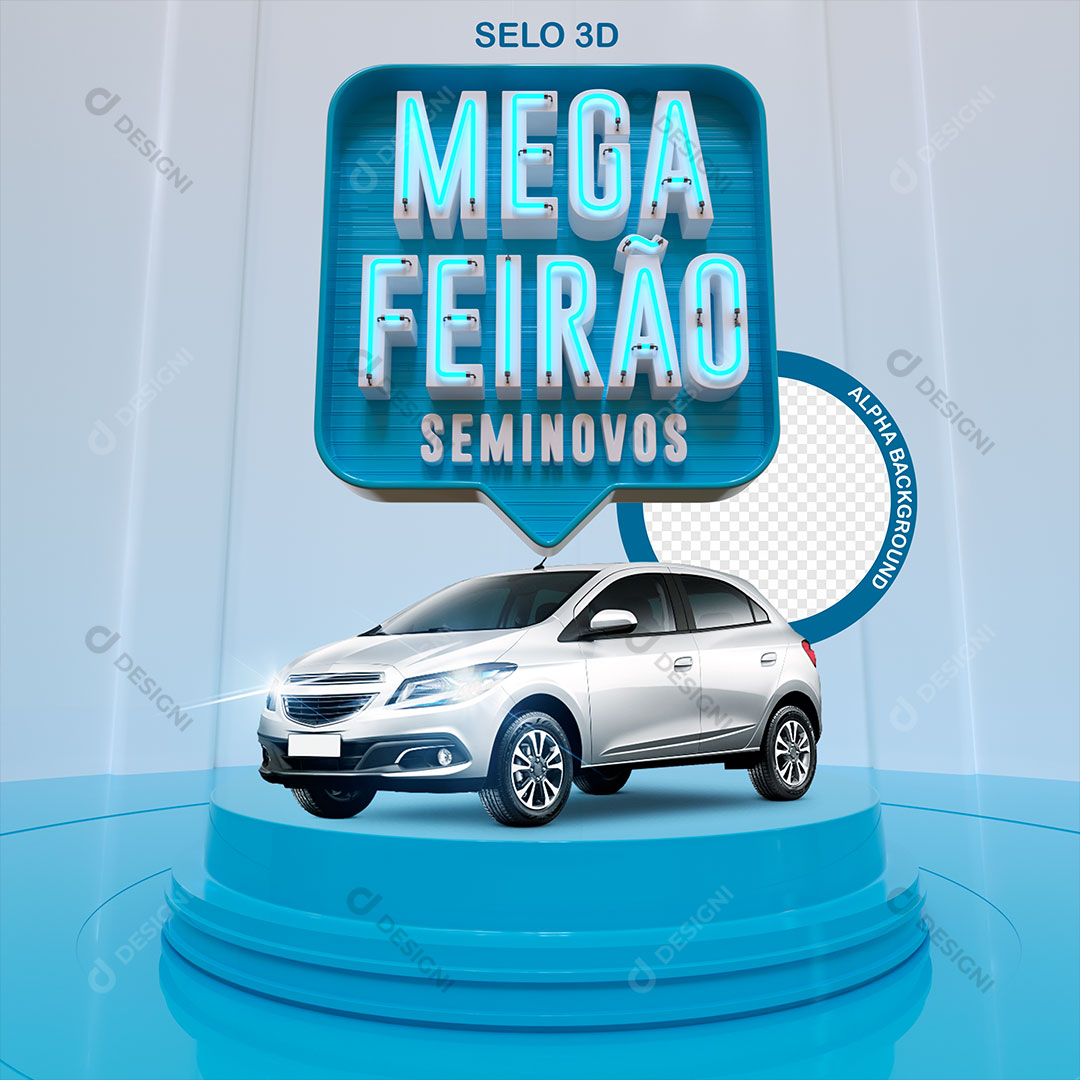 Mega Feirão Seminovos Selo 3D Para Composição PSD