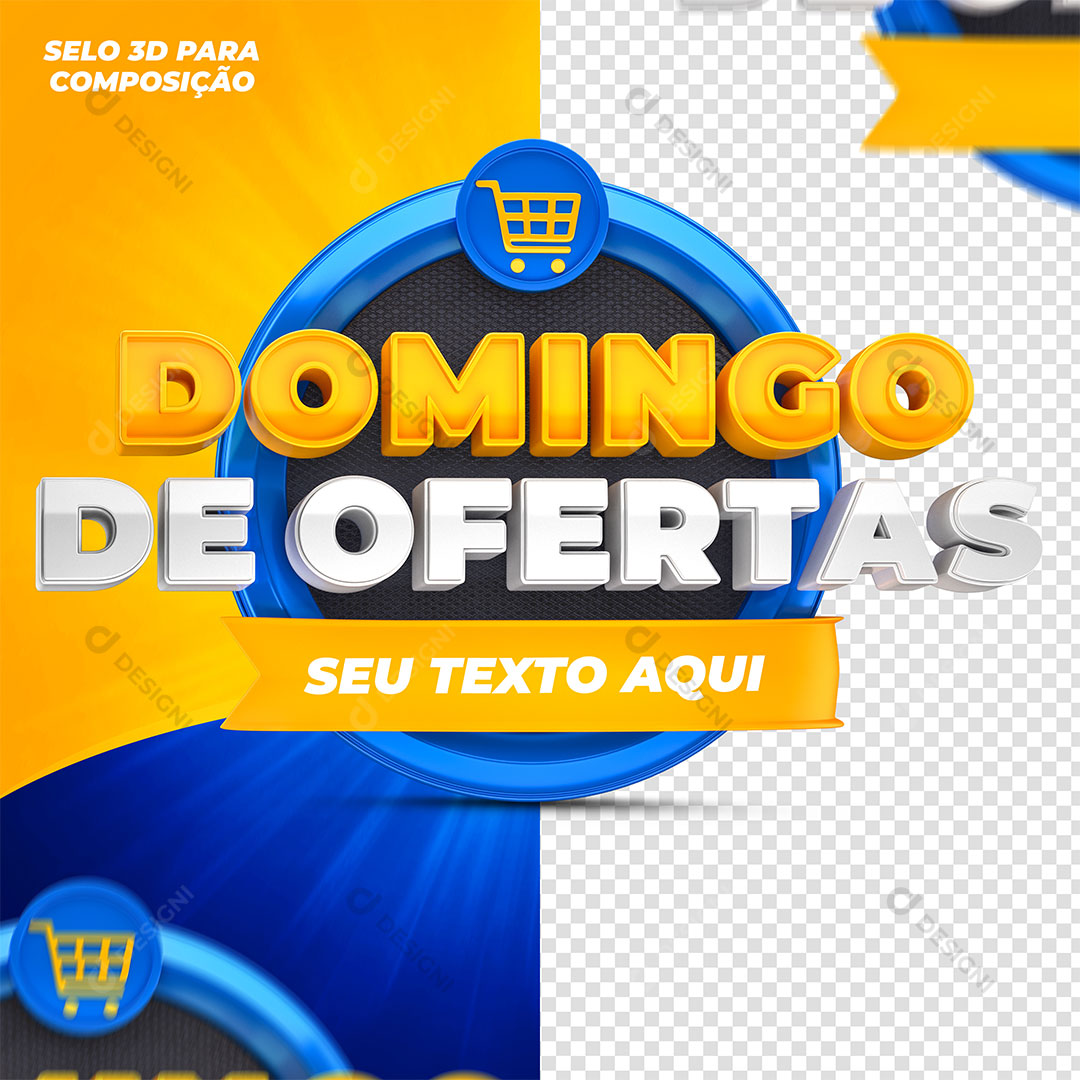 Domingo de Ofertas Selo 3D Para Composição PSD Editável