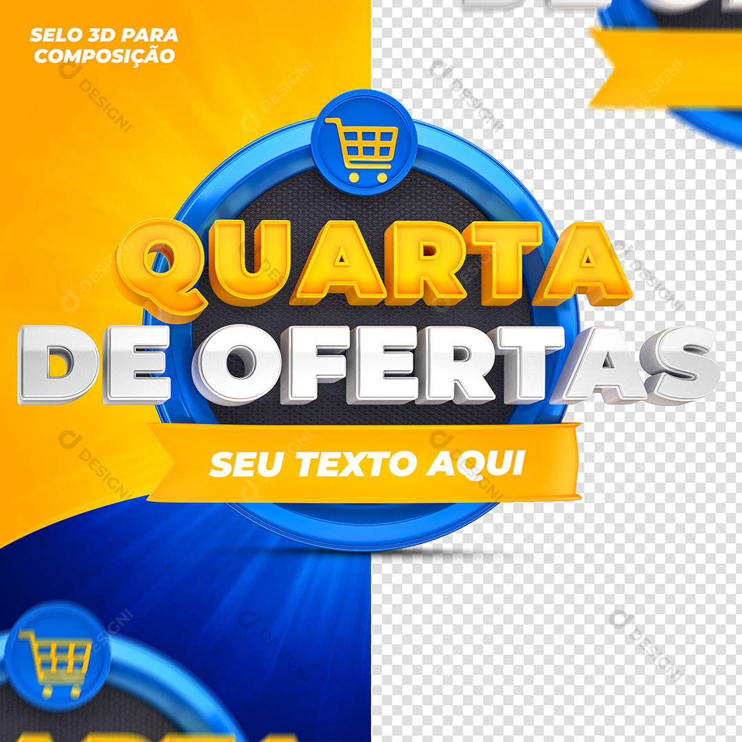 Quarta de Ofertas Selo 3D Para Composição PSD Editável