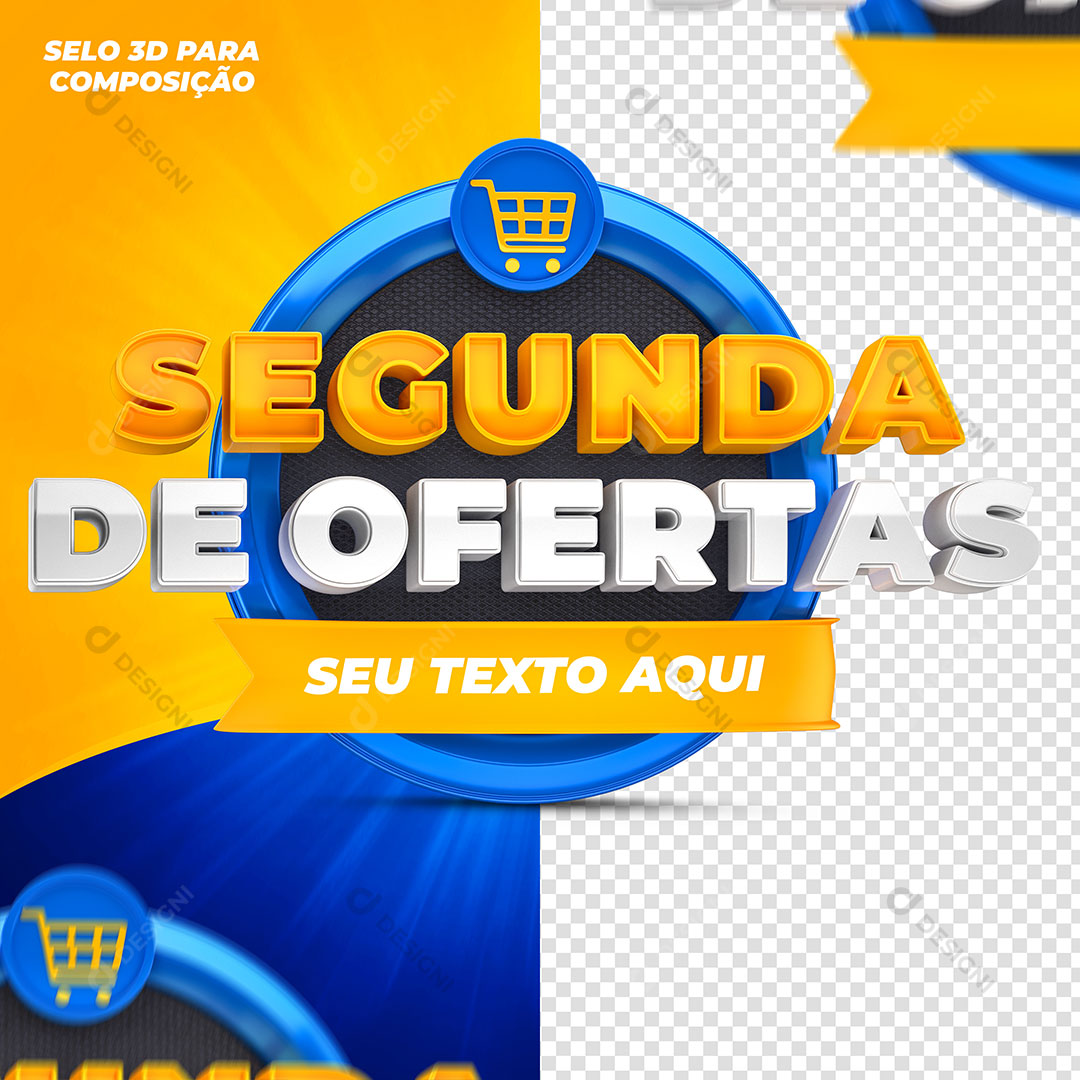 Segunda de Ofertas Selo 3D Para Composição PSD Editável