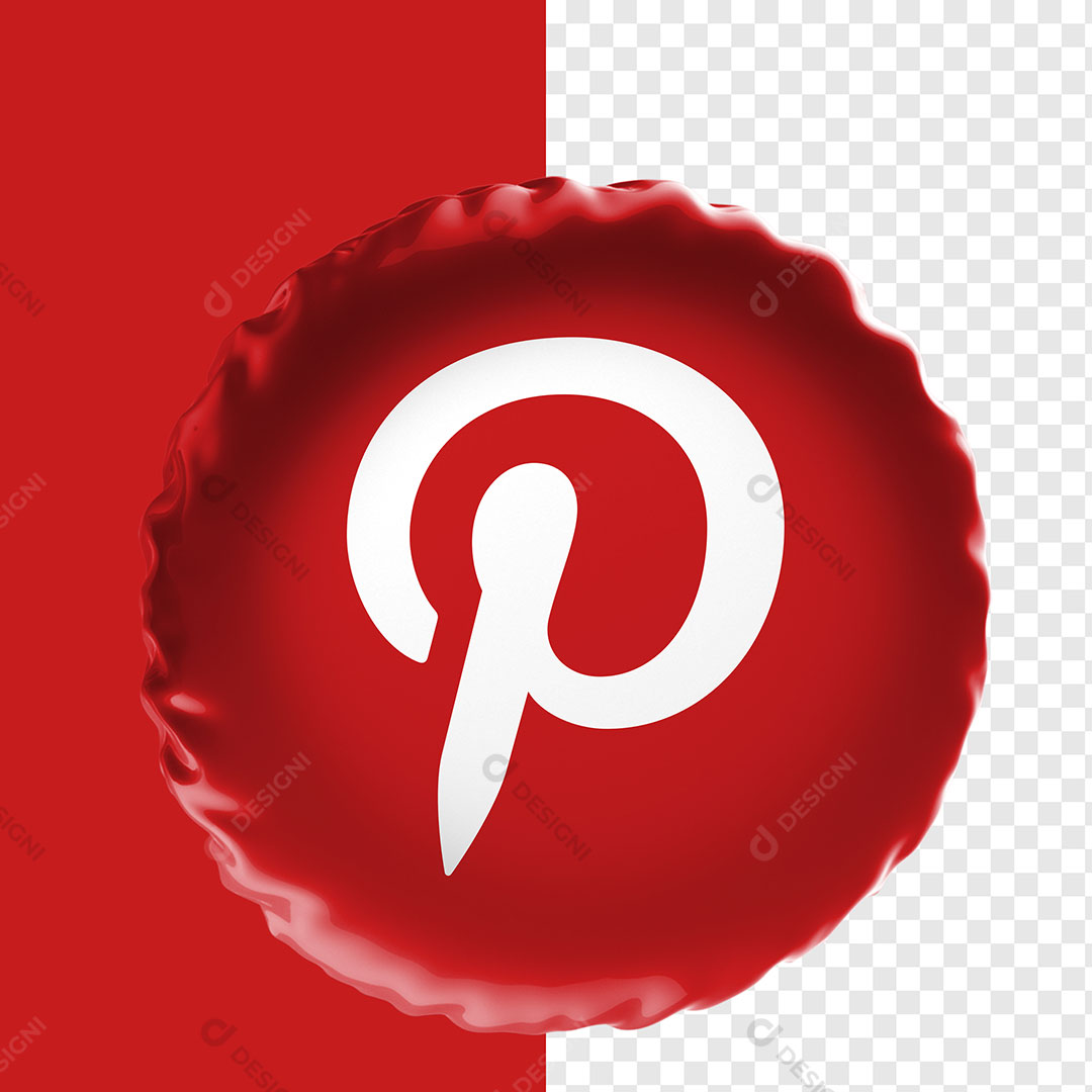 Ícone 3D Pinterest Logo Elemento Para Composição PNG Transparente