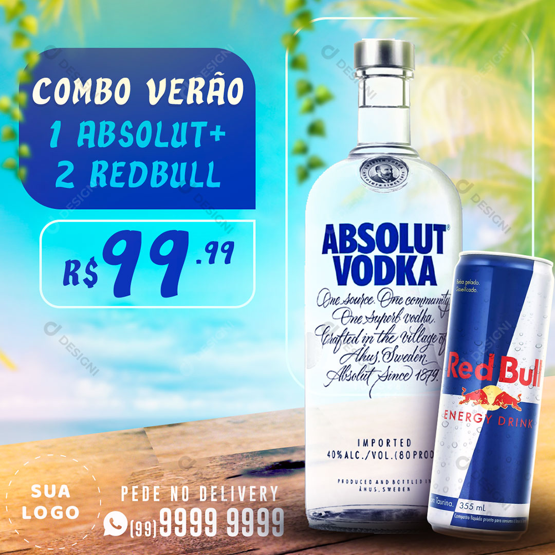 Post Distribuidora Combo Verão Bebidas Social Media PSD Editável