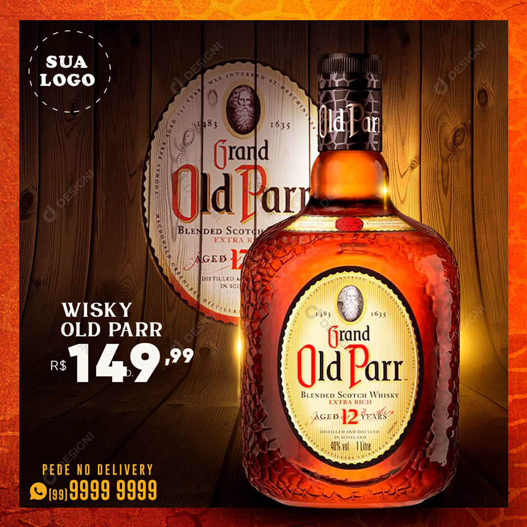 Post Feed Distribuidora Wisky Old Parr Social Media PSD Editável