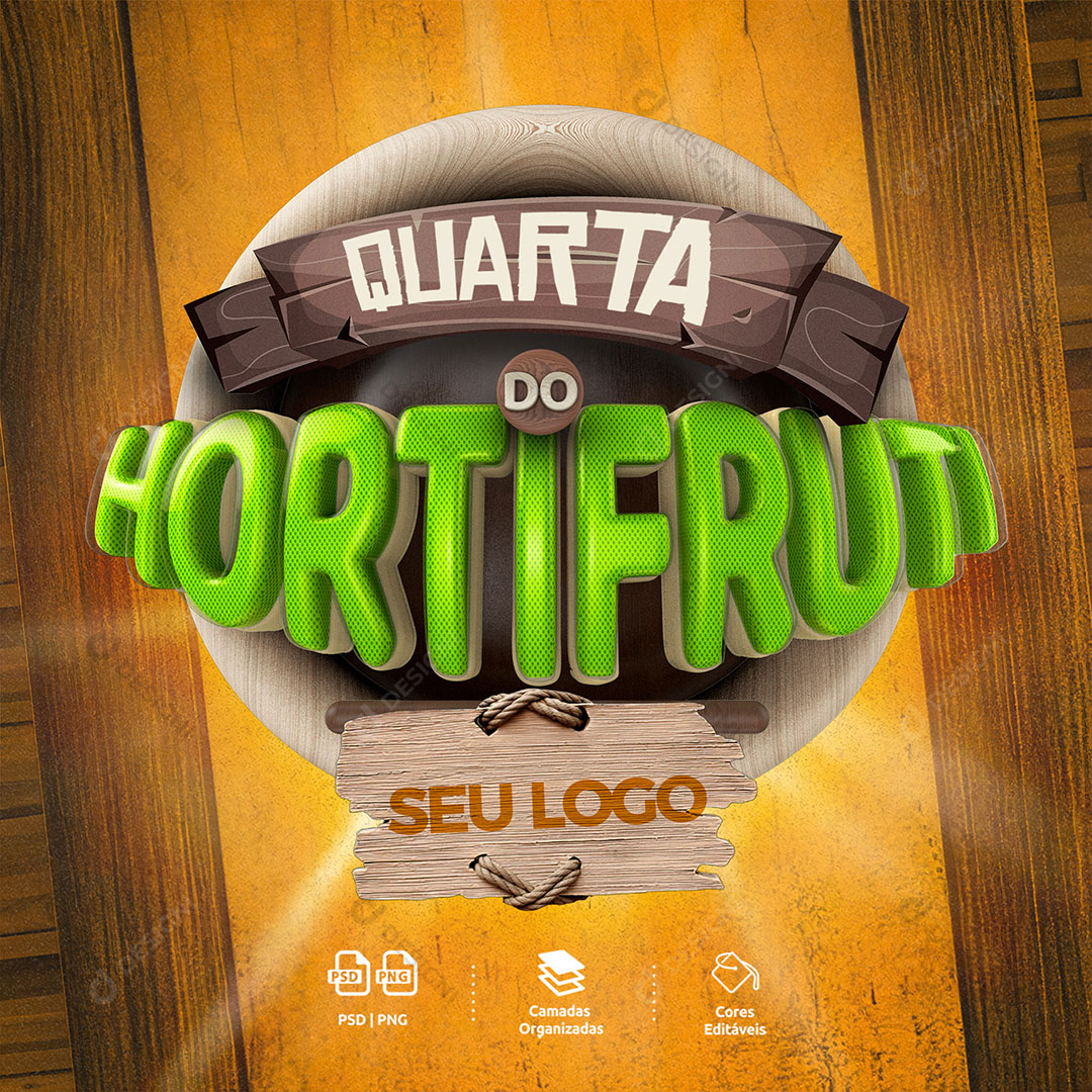 Quarta do Hortifruti Selo 3D Para Composição PSD Editável