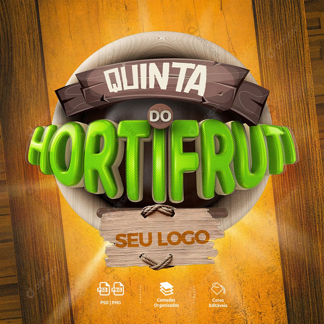 Quinta do Hortifruti Selo 3D Para Composição PSD Editável