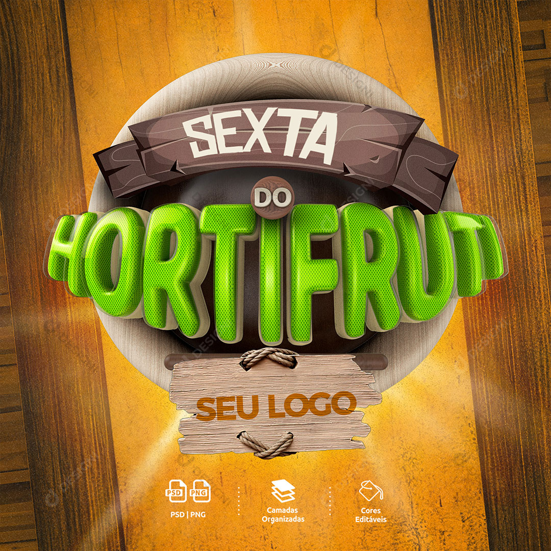 Sexta do Hortifruti Selo 3D Para Composição PSD Editável