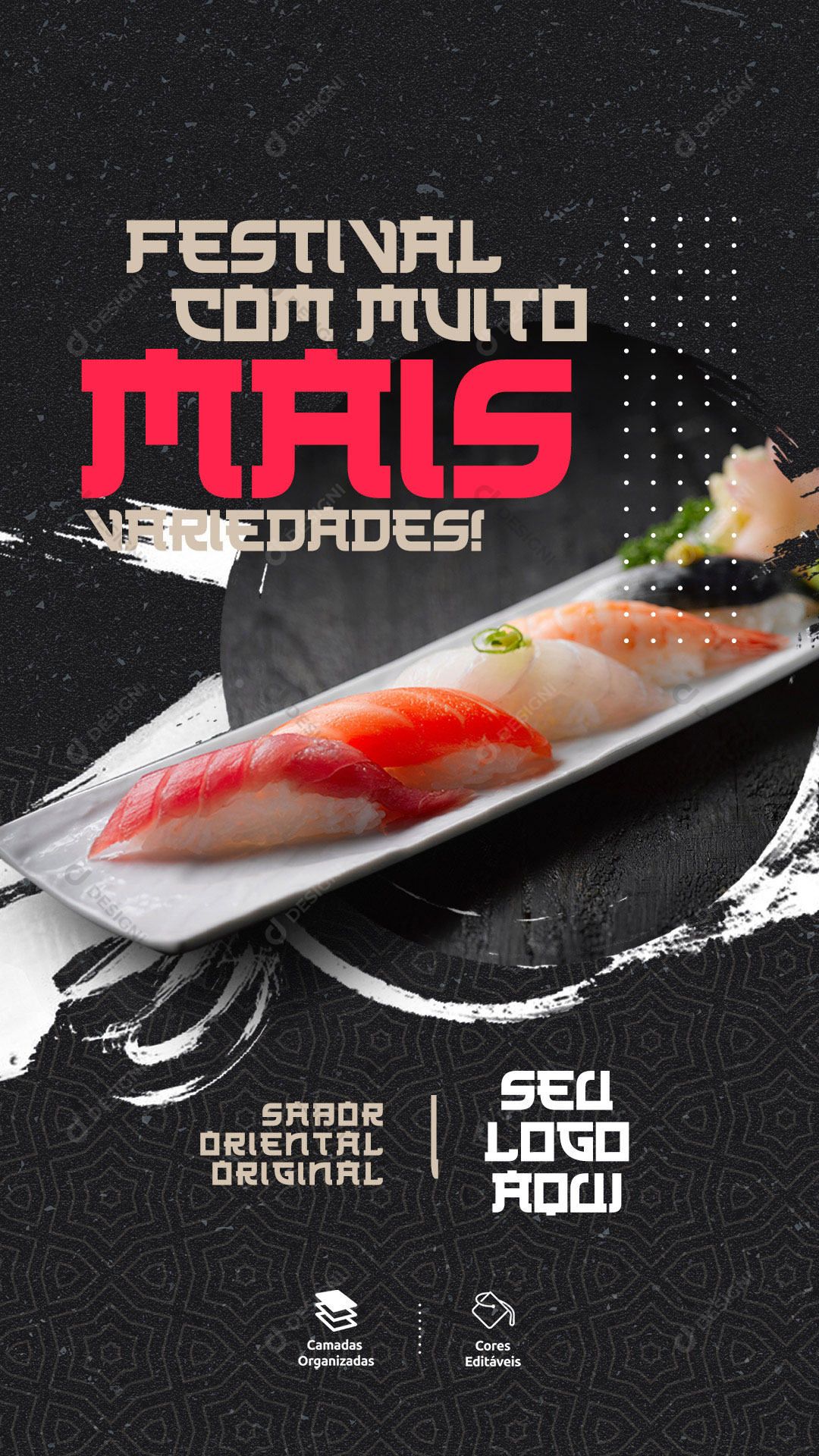 Post Story Sushi Festival Com Muito Mais Variedades Social Media PSD Editável