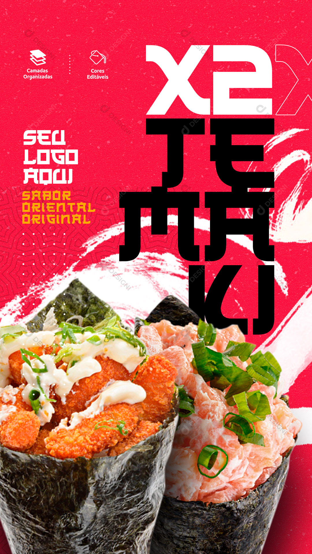 Post Story Sushi Sabor Oriental Original Social Media PSD Editável