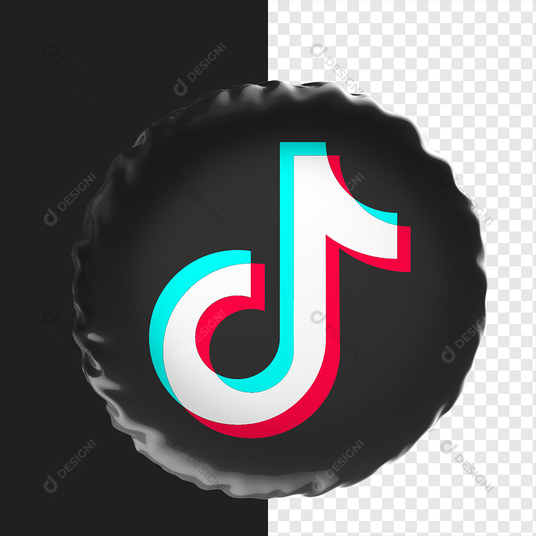 Ícone 3D TikTok Logo Para Composição PNG Transparente Sem Fundo