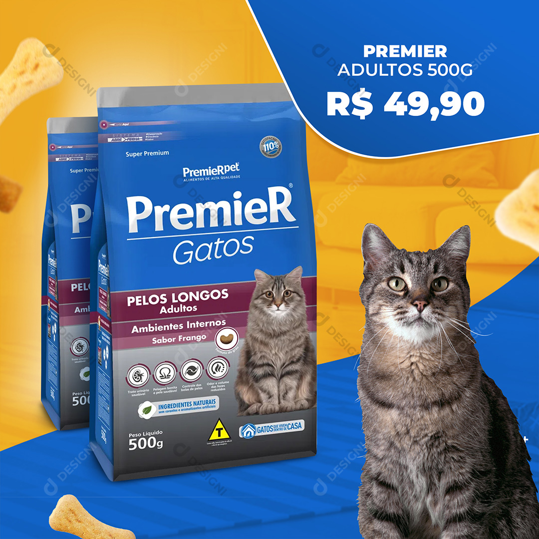 Ração de Gato Premier Gatos Social Media PSD Editável