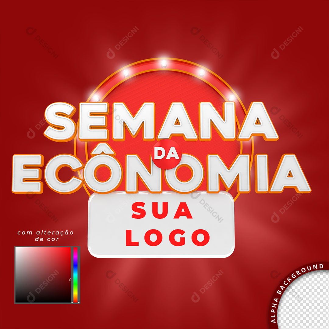 Semana da Economia Selo 3D Cores Editável PSD