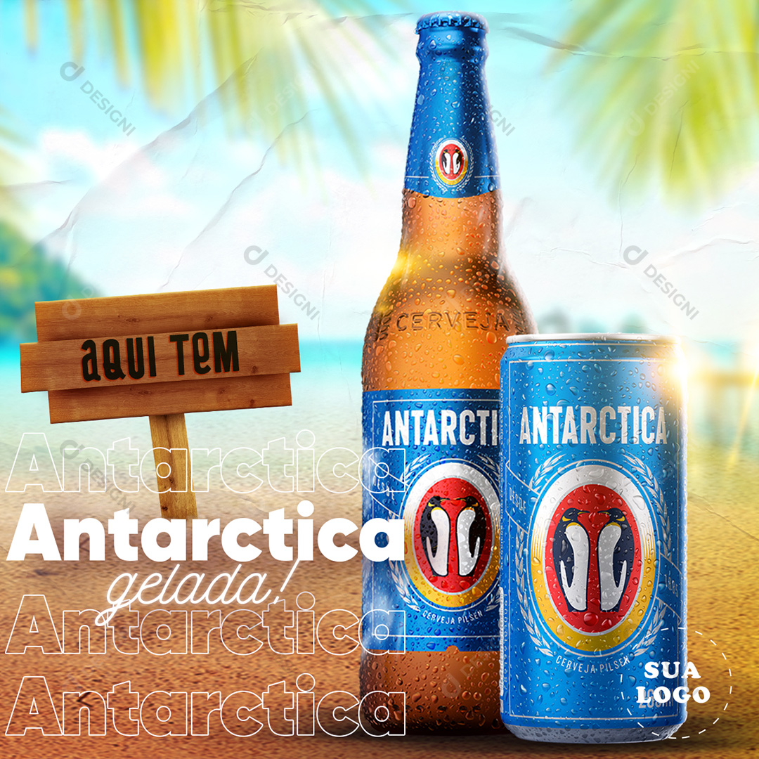 Aqui Tem Antarctica Social Media PSD Editável