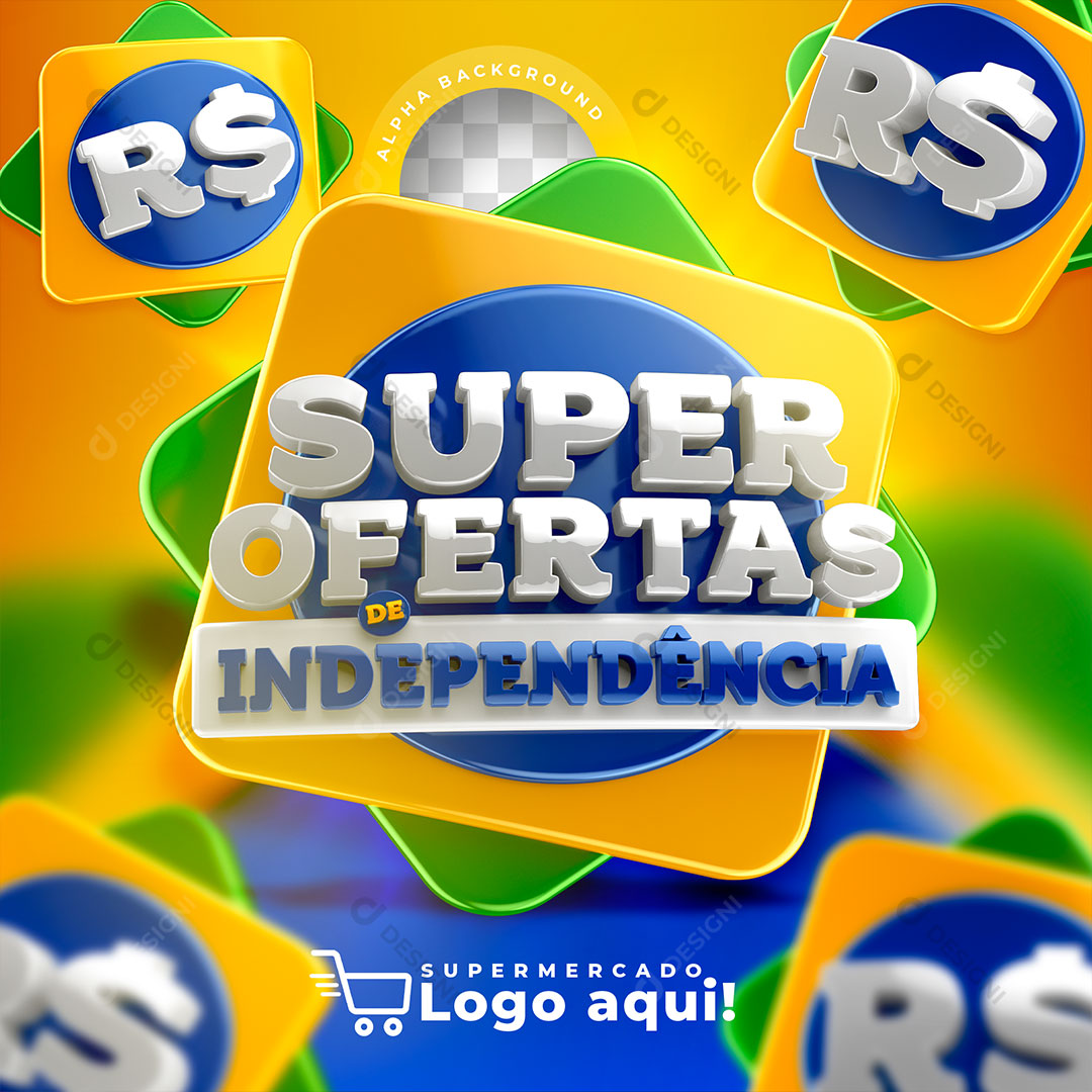 Super Ofertas de Independência Selo 3D Para Composição PSD Editável