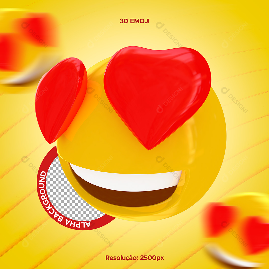 Elemento 3D Emoji Coração PNG Transparente Sem Fundo