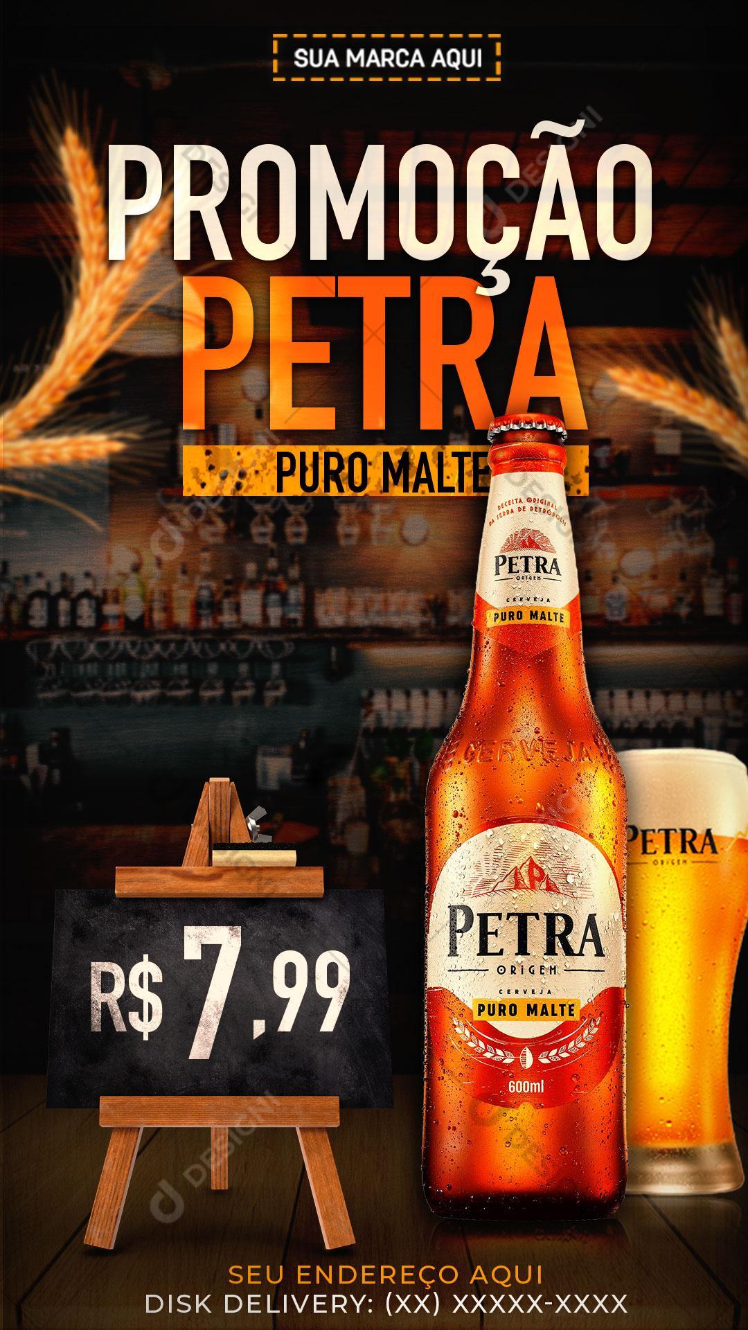 Post Story Distribuidora Cerveja Petra Social Media PSD Editável