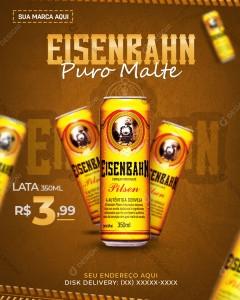 Post Distribuidora Cerveja Eisanbahn Social Media PSD Editável