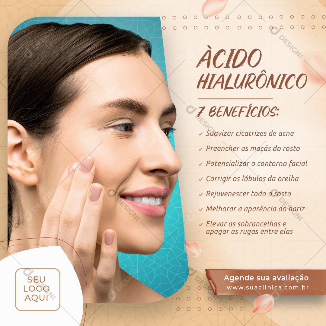 7 Benefícios do Ácido Hialurônico Social Media PSD Editável