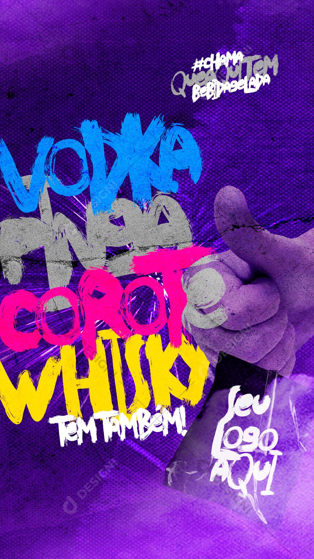 Post Story Distribuidora Vodka Pinga Corote Whisk Social Media PSD Editável