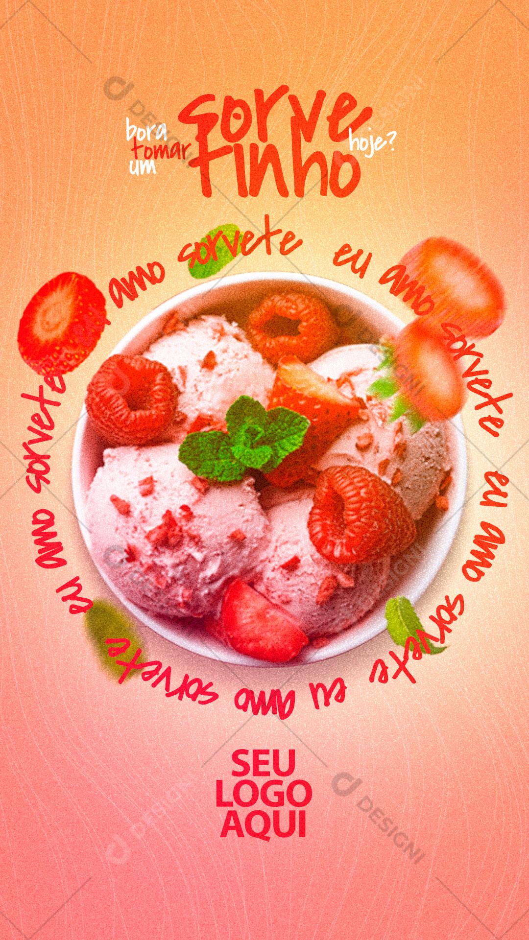 Post Story Sorveteria Bora Tomar Um Social Media PSD Editável