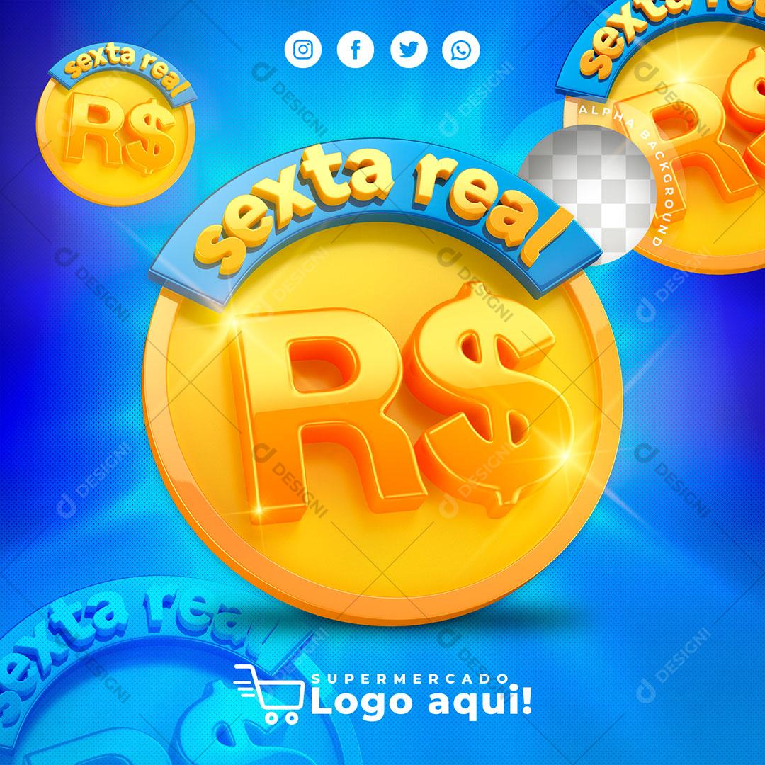 Sexta Real Selo 3D Para Composição PSD Editável
