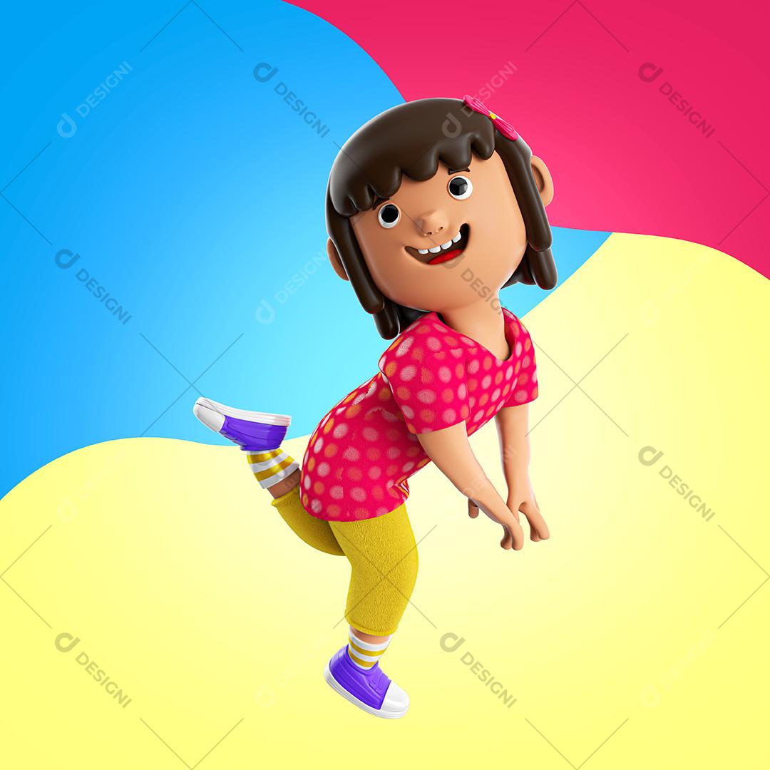 Elemento 3D Criança Menina PSD + PNG Transparente Sem Fundo