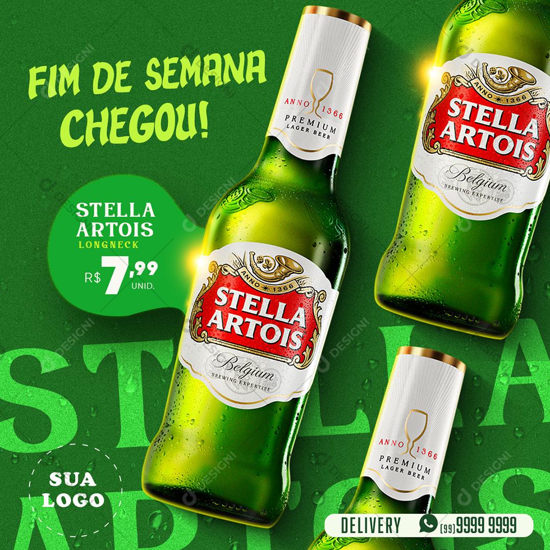 Post Feed Distribuidora Fim de Semana Chegou Social Media PSD Editável