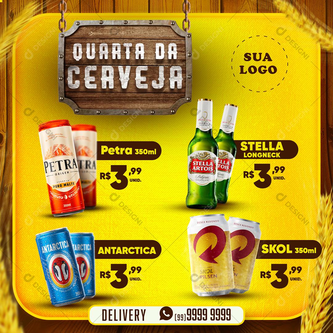 Post Feed Distribuidora Quarta da Cerveja Social Media PSD Editável