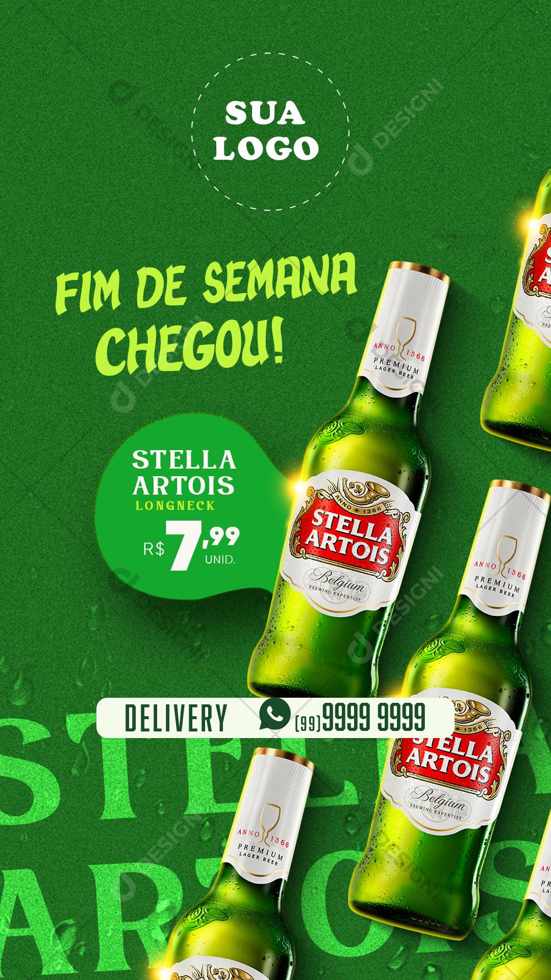 Post Story Distribuidora Fim de Semana Chegou Social Media PSD Editável