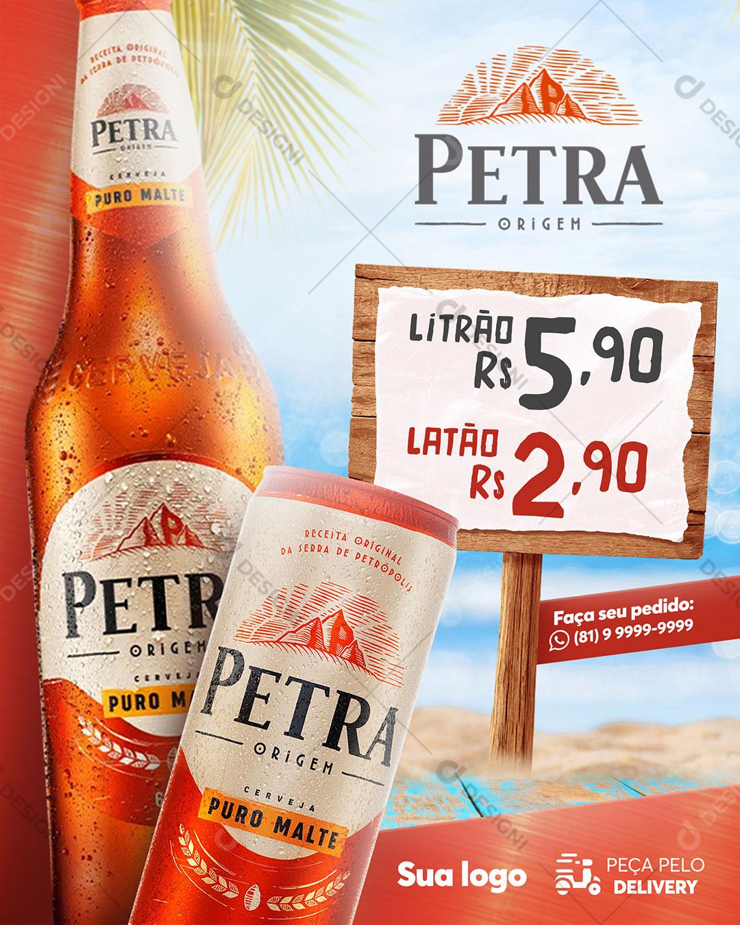 Post Distribuidora Cerveja Petra Social Media PSD Editável