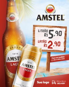 Post Distribuidora Cerveja Amstel Social Media PSD Editável