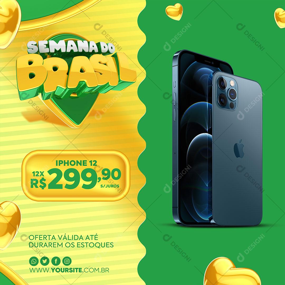 Post Feed Loja Semana do Brasil Celular Social Media PSD Editável