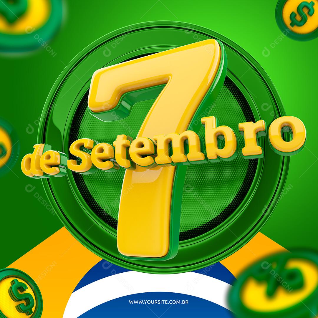 Elemento 3D 7 de Setembro Independência do Brasil PSD