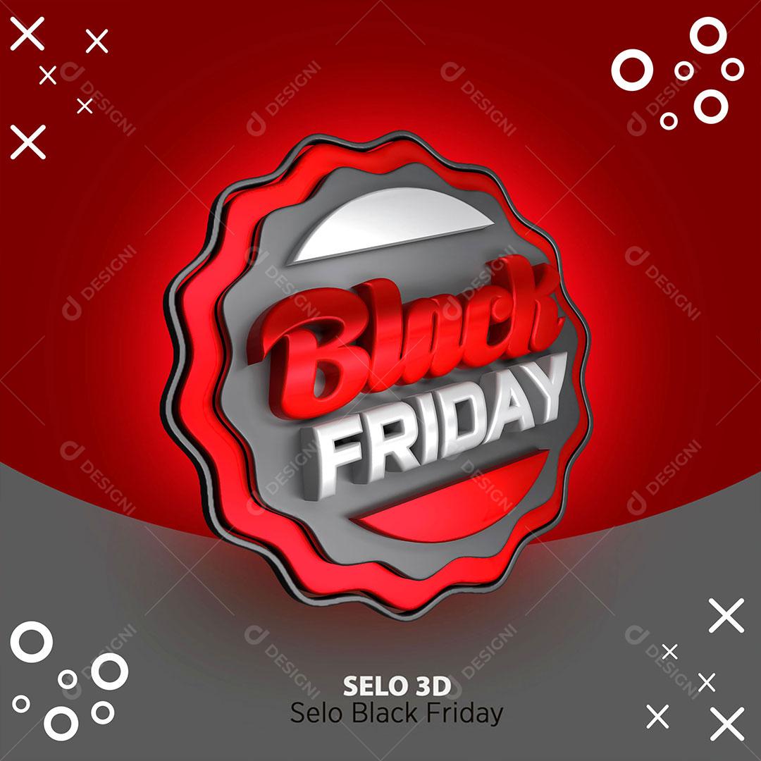 Black Friday Selo 3D Para Composição PNG Transparente Sem Fundo
