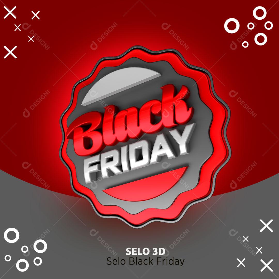 Black Friday Selo 3D Para Composição PNG Transparente Sem Fundo