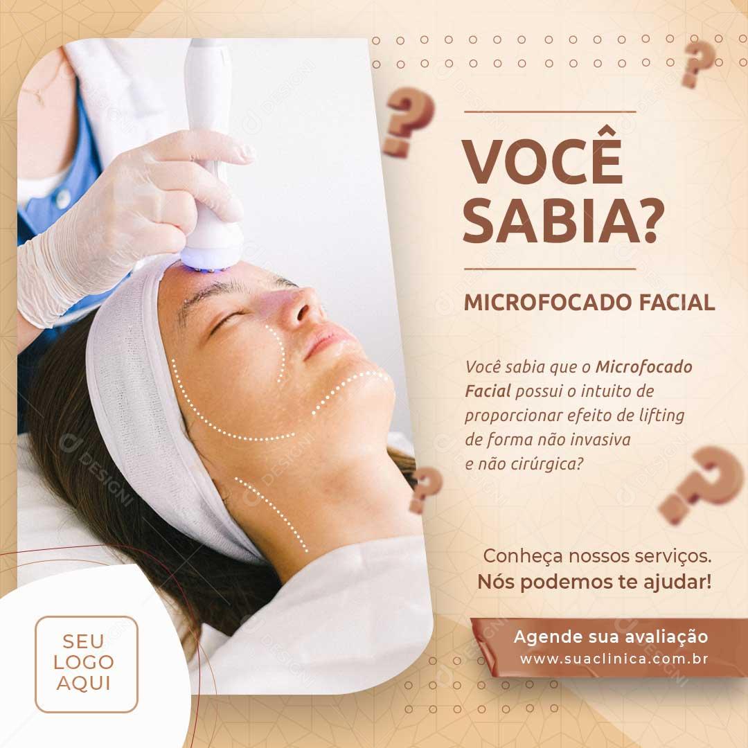 Post Feed Você Sabia Microfocado Facial Social Media PSD Editável