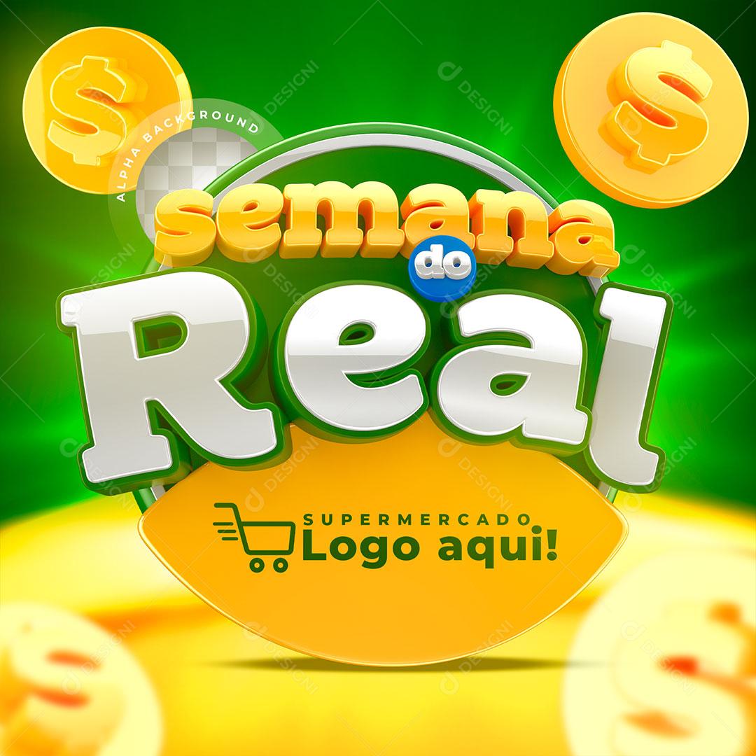 Semana Real Selo 3D Para Composição PSD Editável