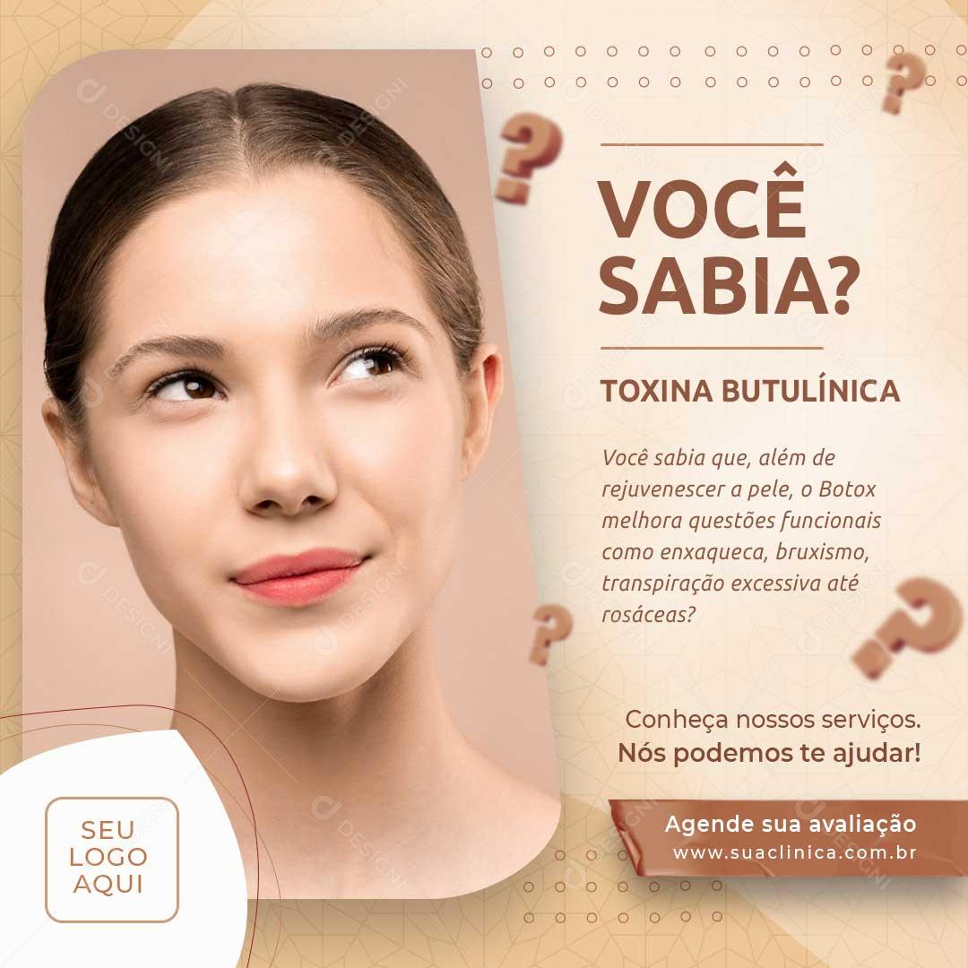 Post Feed Você Sabia Toxina Butulínica Social Media PSD Editável