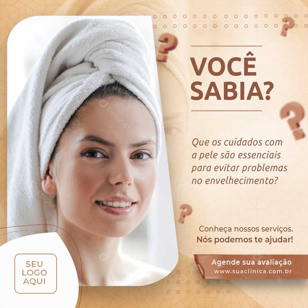 Post Feed Você Sabia Que os Cuidados Com Essenciais Social Media PSD Editável