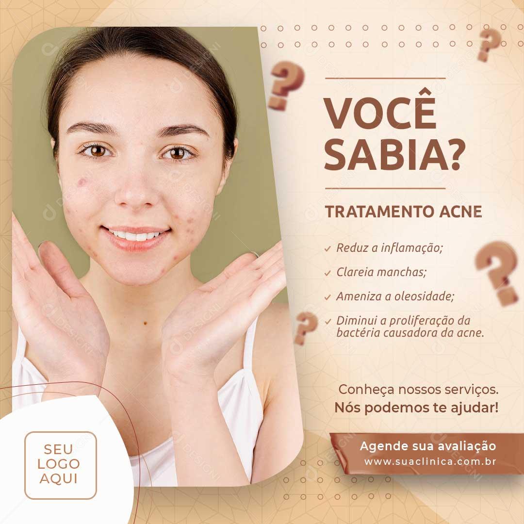 Post Feed Você Sabia Tratamento Acne Social Media PSD Editável